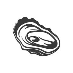 Stylized Black and White Oyster Shell Vector Illustration