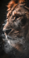 A lion, ideal for dreamscape portraiture with a gigantic scale. Perfect as wallpaper or wall poster...