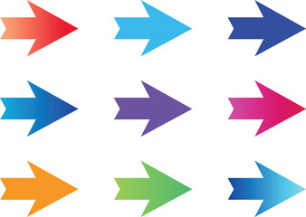 Fototapeta premium Set of Colorful Arrow Icons in Various Directions and Gradients.