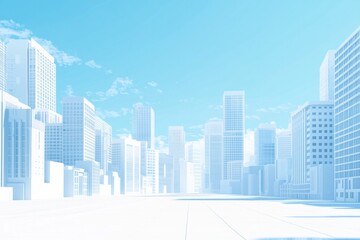 Obraz premium A background of white squares arranged in an urban style, with a clear sky blue as the main color tone. The overall composition is simple and clean, with geometric shapes of various sizes on both side