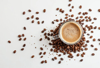 cup of coffee with beans