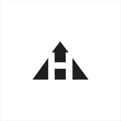 Fototapeta premium Alphabet letter H negative space inside triangle shape, modern universal vector icon illustration