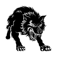 Beast Ferociously Pushes, Enigmatic Alpha Wolf ,Enigmatic Alpha Wolf Vector Design Moonlit Stalker Symbol, Darkened Shapeshifter  Silhouette Vector Illustration, Logo Design Pro Vector