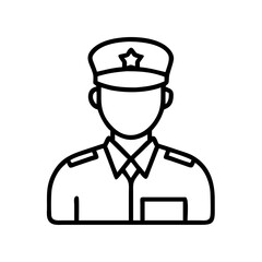 veteran in uniform icon, remembrance day line art, remembrance icon - simple black line art icon of veteran in uniform, for topic celebrations. topic vector art.