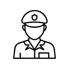 veteran in uniform icon, remembrance day line art, remembrance icon - simple black line art icon of veteran in uniform, for topic celebrations. topic vector art.