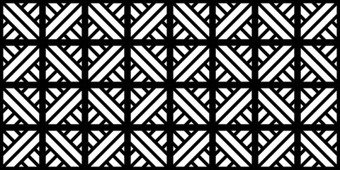 Geometric Black and White Pattern, Monochrome Grid Pattern, Seamless Geometric Pattern