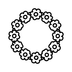 wreath of poppies icon, remembrance day line art, remembrance icon - simple black line art icon of wreath of poppies, for topic celebrations. topic vector art.