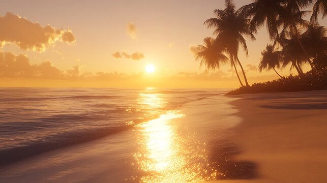 sunset on the beach - Powered by Adobe