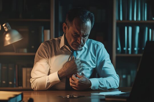 a 50 year old man having chest pain in the office