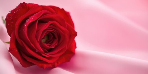 Delicate red and white roses arranged beautifully on soft fabric, symbolizing love and celebration for Valentine's Day, weddings, and joyful gatherings