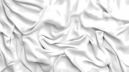Fototapeta premium A close-up of elegantly draped white satin fabric, showcasing flowing textures and soft folds.