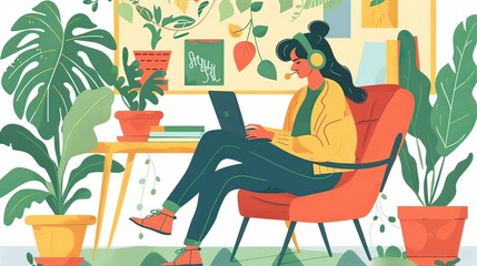 A person using a smartphone while working on a laptop at home.