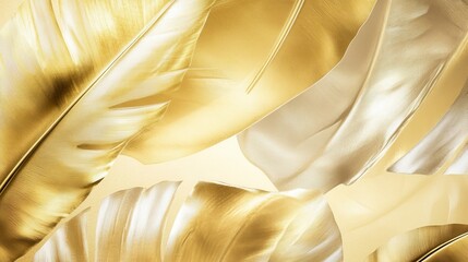 Golden Feather Abstract Art: A Luxurious Feather Texture Print for Home Decor