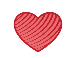red heart with curved stripes. love, romantic and valentines design element. isolated vector image