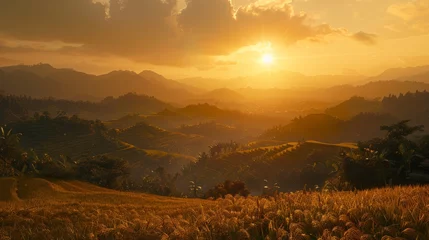 Stunning sunset over mu cang chai rice terraces  a perfect wallpaper for nature lovers