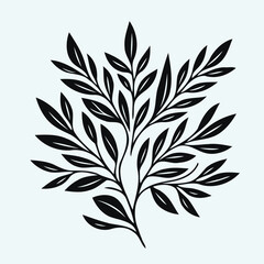 Illustrator Artwork, Hand Drawn Vintage Sketch Drawing, green leaves Line Art, Plants Collection branches Floral elements, set of Botanical Illustration Outline four leaf clover, Black And White leave