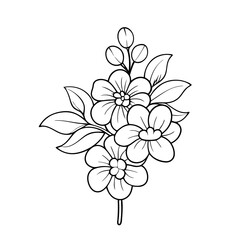  Flowers Bouquet Icon, Minimalist ThinLine Art, Hand-drawn Floral Icon Elements, Flowers in Outline Logo Style.