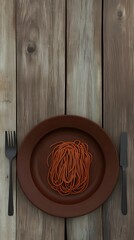 Fototapeta premium Rustic Spaghetti Dish on a Wooden Table - Simple Food Photography