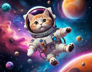 Adorable Kitten Astronaut Explores the Cosmos, Generative AI