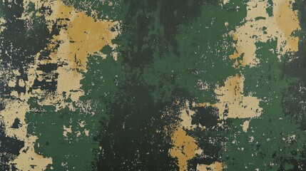 Abstract Green and Beige Peeling Paint Texture.