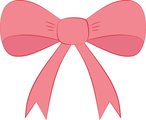 Hand drawn pink bow. Isolated vector illustration.