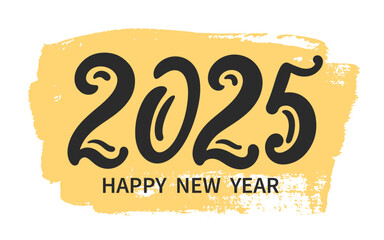 New Year 2025 Hand Lettering Banner Vector Numbers