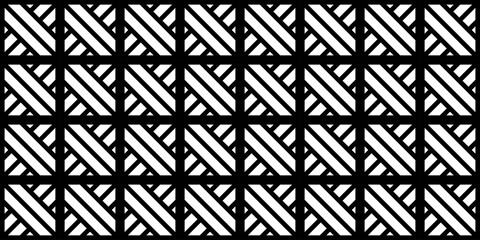 Seamless Black and White Geometric Pattern, Abstract Grid with Diagonal Lines, Repeating Intersecting Lines, Modern Geometric Background, Minimalist Black and White Design