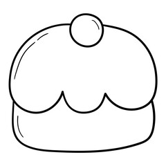 Hand drawn doodle berry cupcake on white background.