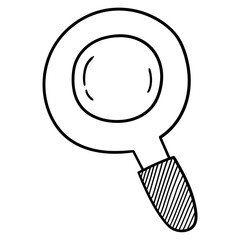 Hand drawn doodle magnifying glass on white background.
