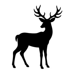 Fototapeta premium Deer vector icon, Deer animal silhouette, Animal vector illustration, A single deer vector art design black & white