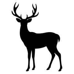 Fototapeta premium Deer vector icon, Deer animal silhouette, Animal vector illustration, A single deer vector art design black & white