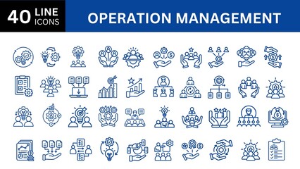 Set of 40 Operations Management line icons set. Operations Management outline icons with editable stroke collection