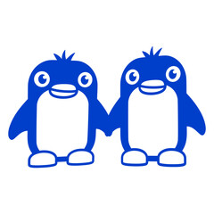 2 Penguins Couple Holding Hands In Love Friends Design Lover Art Vector Illustration Card T-Shirt Poster Sticker Graphic Print Decorative Drawing Isolated Logo Decoration Symbol Creative Cool Style
