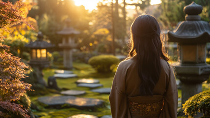 Obraz premium 京都の寺院で家族そろって新年を祈る