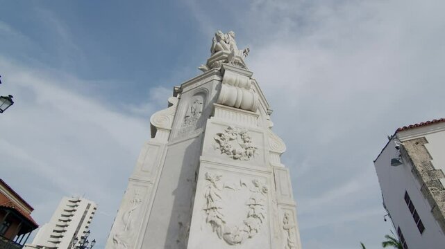 Christopher Columbus statue in Cartagena's historic Plaza de la Aduana