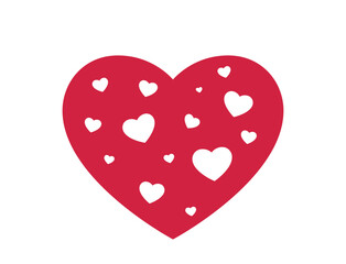 red heart with little hearts in it. love, romantic and valentines design element. isolated vector image