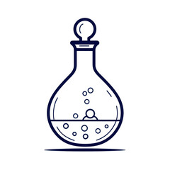 Obraz premium A scientific flask illustrating chemical reactions and experiments for research. transparent background.