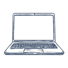 A sleek, modern laptop design with a blank screen for versatile use. transparent background.
