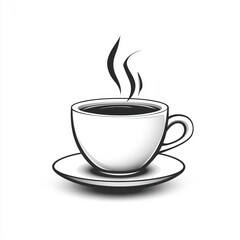 Obraz premium Hot coffee in a white cup and saucer.