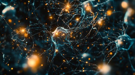 Obraz premium Visual Representation of Neural Network Connections with Synaptic Activity