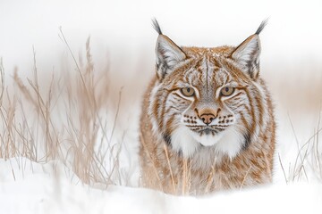 Fototapeta premium Elusive Lynx in a Snowy Forest Landscape