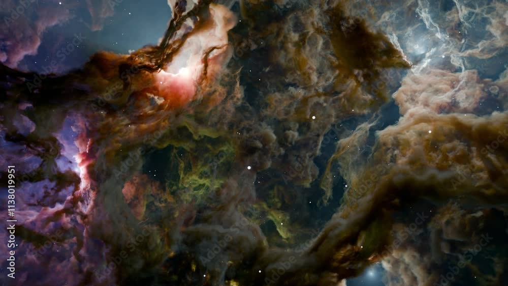 Wall mural nebula in outer space, planets and galaxy, 3d animation