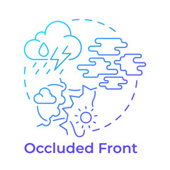 Occluded front blue gradient concept icon. Cold front catching up to warm. Atmospheric phenomena. Round shape line illustration. Abstract idea. Graphic design. Easy to use in presentation