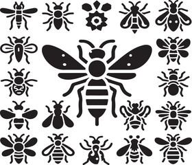 funny bee cartoon silhouette of vector