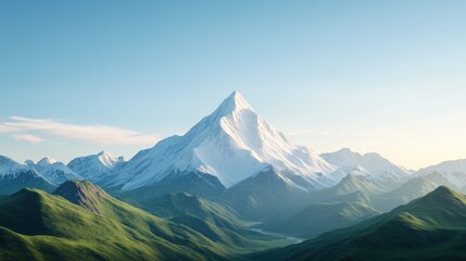 Majestic Mountain Landscape with Snow-Capped Peak