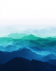 Obraz premium Abstract mountain landscape with gradients of blue and green