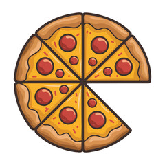 Freshly baked pepperoni pizza, a gourmet meal with vegetables illustration Free Vector clipart isolated icon 