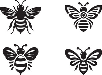 funny bee cartoon silhouette of vector