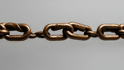 Obraz premium bronze chain line isolated on transparent Studio shot of paper chain Set of metal chain links, isolated on transparent background. Realistic vector illustration, 