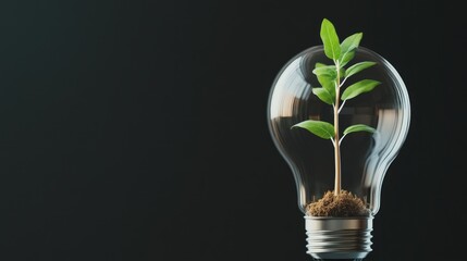 Green Plant Growing Inside a Light Bulb
